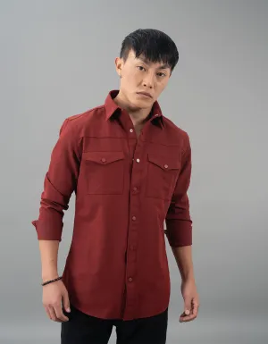 Dk Rust Full Sleeves Solid Shirt