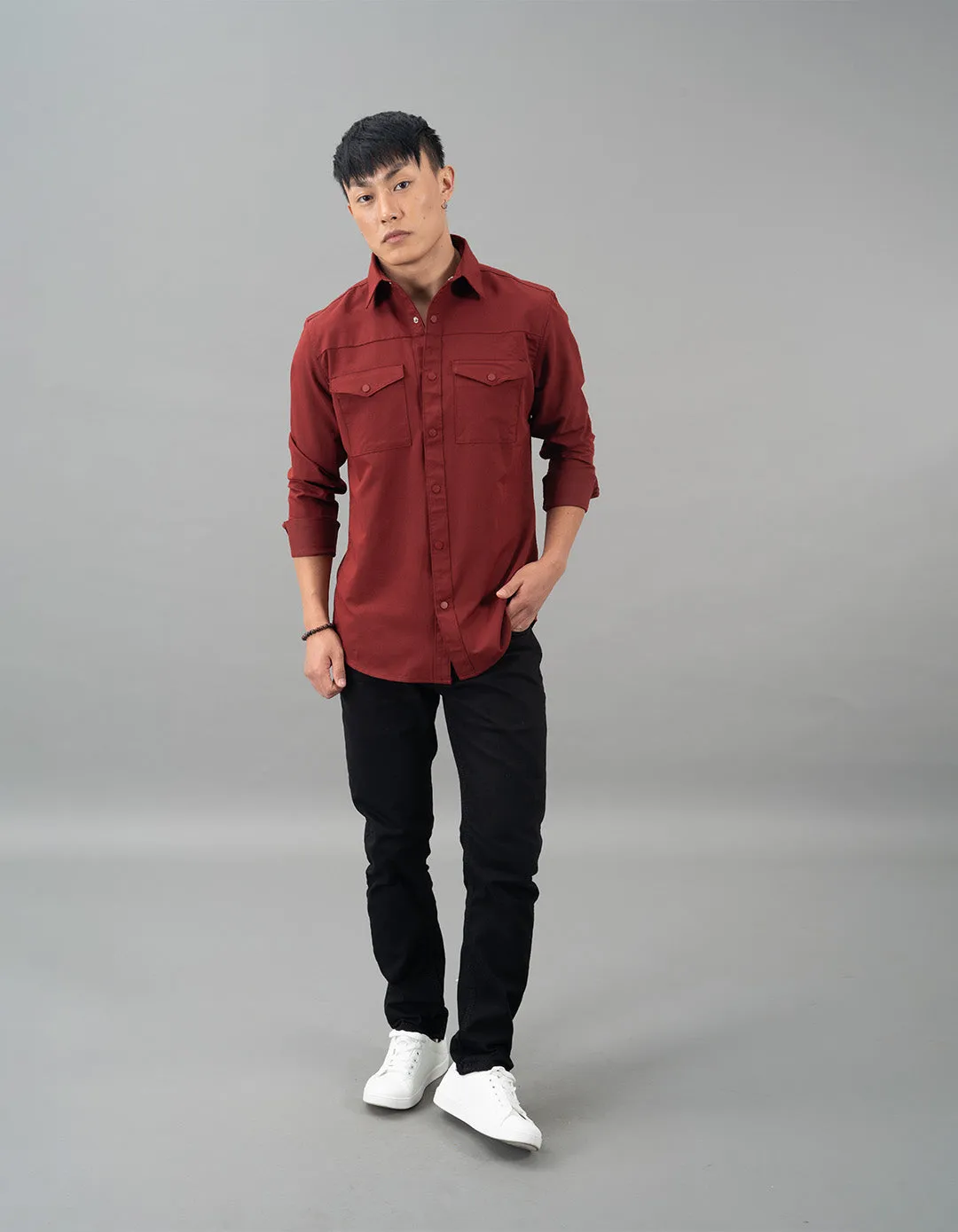 Dk Rust Full Sleeves Solid Shirt
