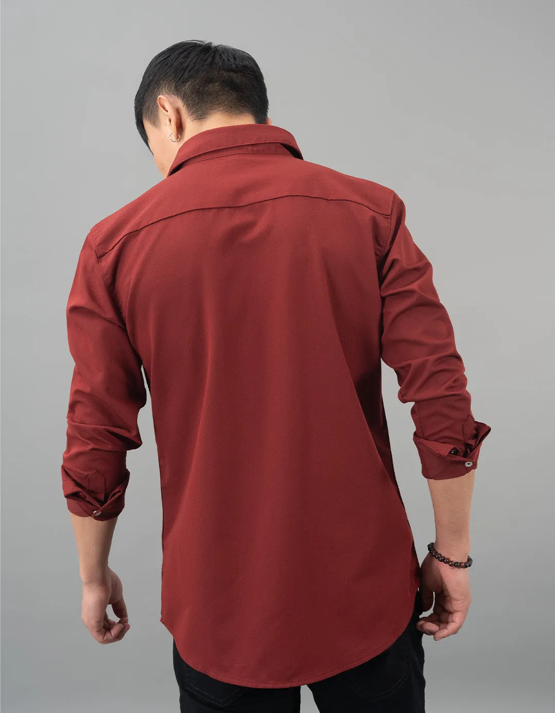 Dk Rust Full Sleeves Solid Shirt