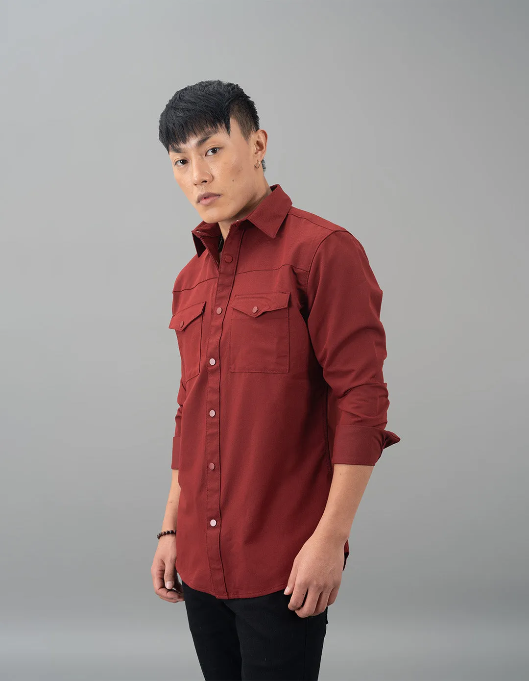 Dk Rust Full Sleeves Solid Shirt