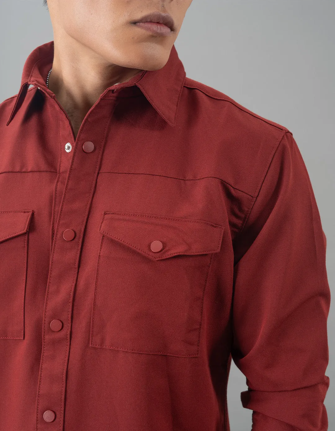 Dk Rust Full Sleeves Solid Shirt