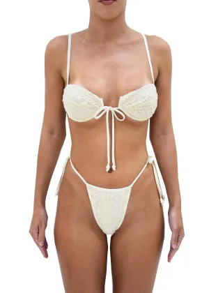 SlubTexture Dolce Vita Bikini Bottom | Beige Crochet