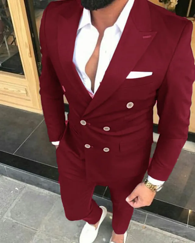 Double Breast 2 Pieces Drak Green Prom Suit for Men ,Fomal Party Dress Suits CB01124