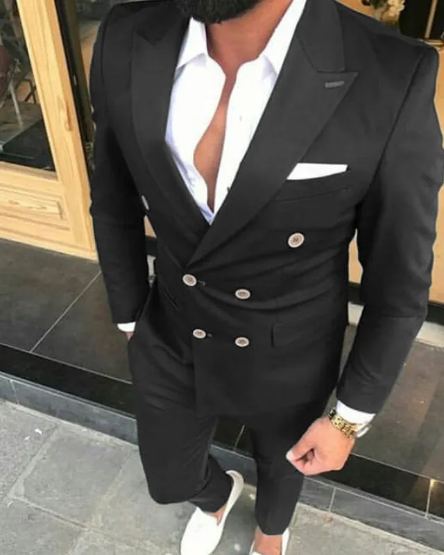 Double Breast 2 Pieces Drak Green Prom Suit for Men ,Fomal Party Dress Suits CB01124