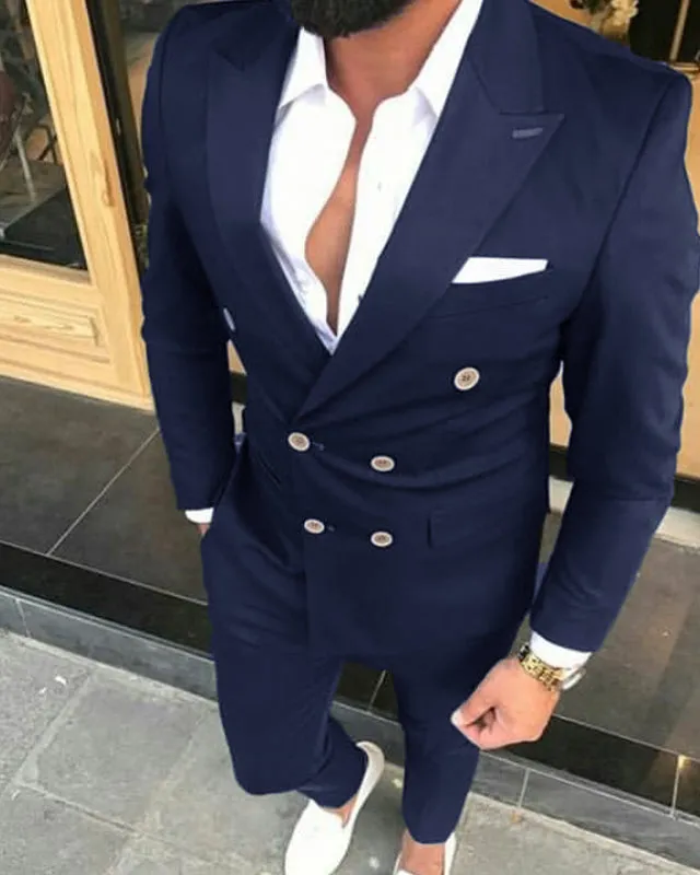 Double Breast 2 Pieces Drak Green Prom Suit for Men ,Fomal Party Dress Suits CB01124