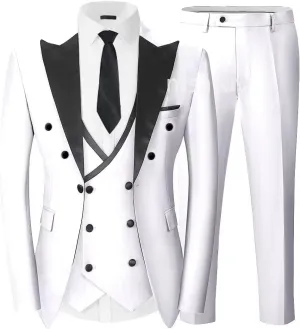 Double Breasted Slim Fit Tuxedos for Men 3 Pieces Suits Sets Double Breasted Suit Man Peak Lapel Blazer Vest Pant