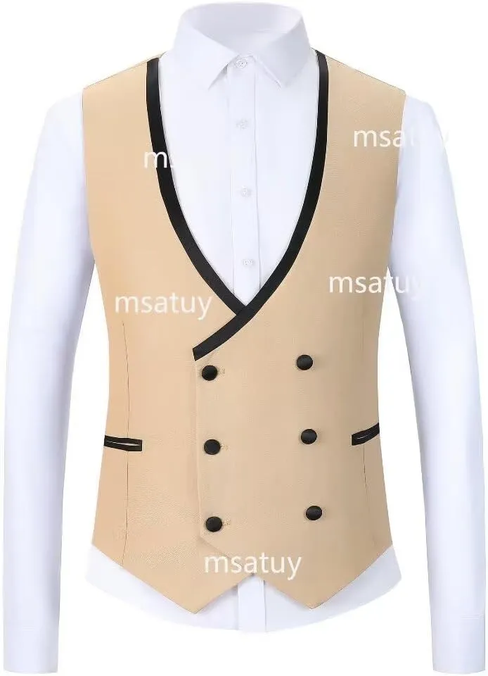 Double Breasted Slim Fit Tuxedos for Men 3 Pieces Suits Sets Double Breasted Suit Man Peak Lapel Blazer Vest Pant