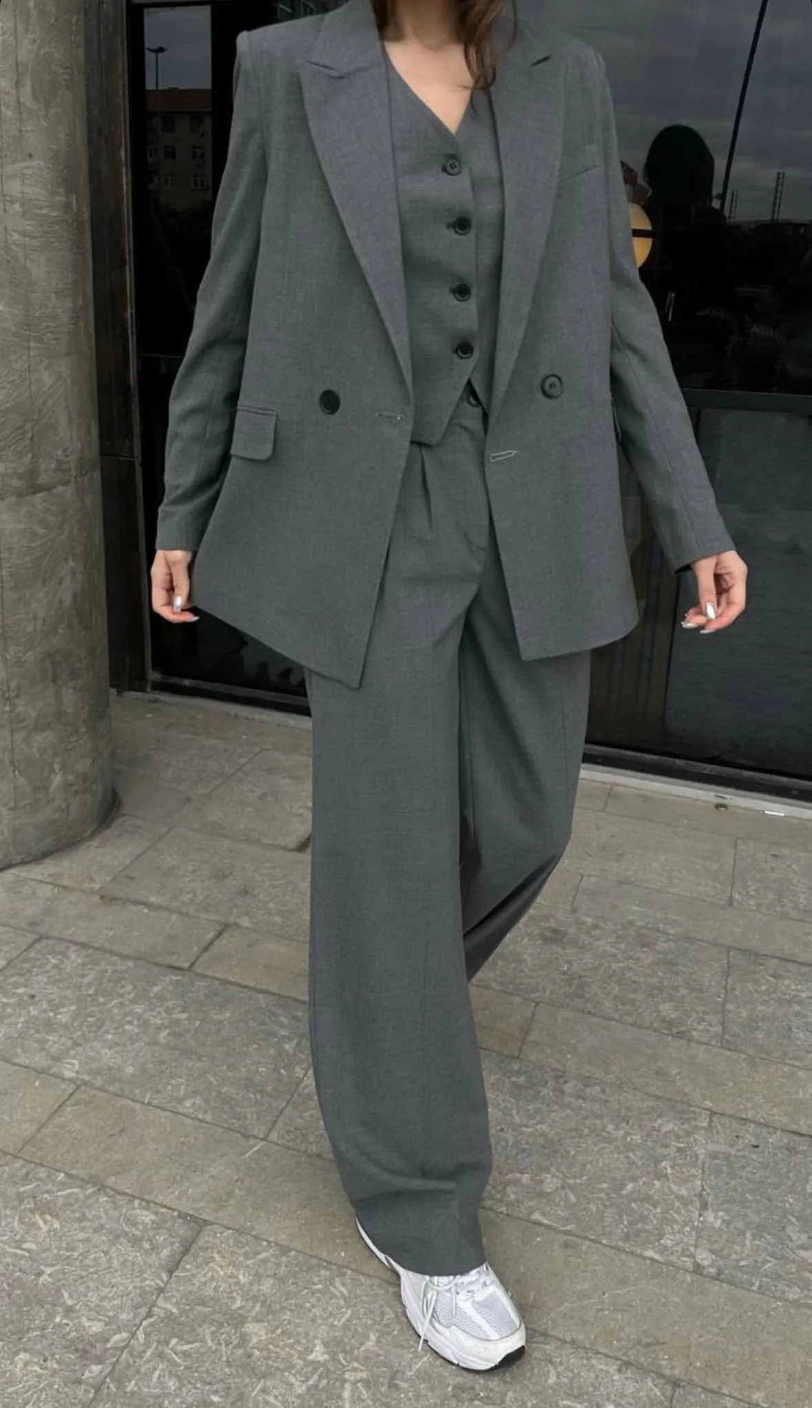 Double breasted suits grey