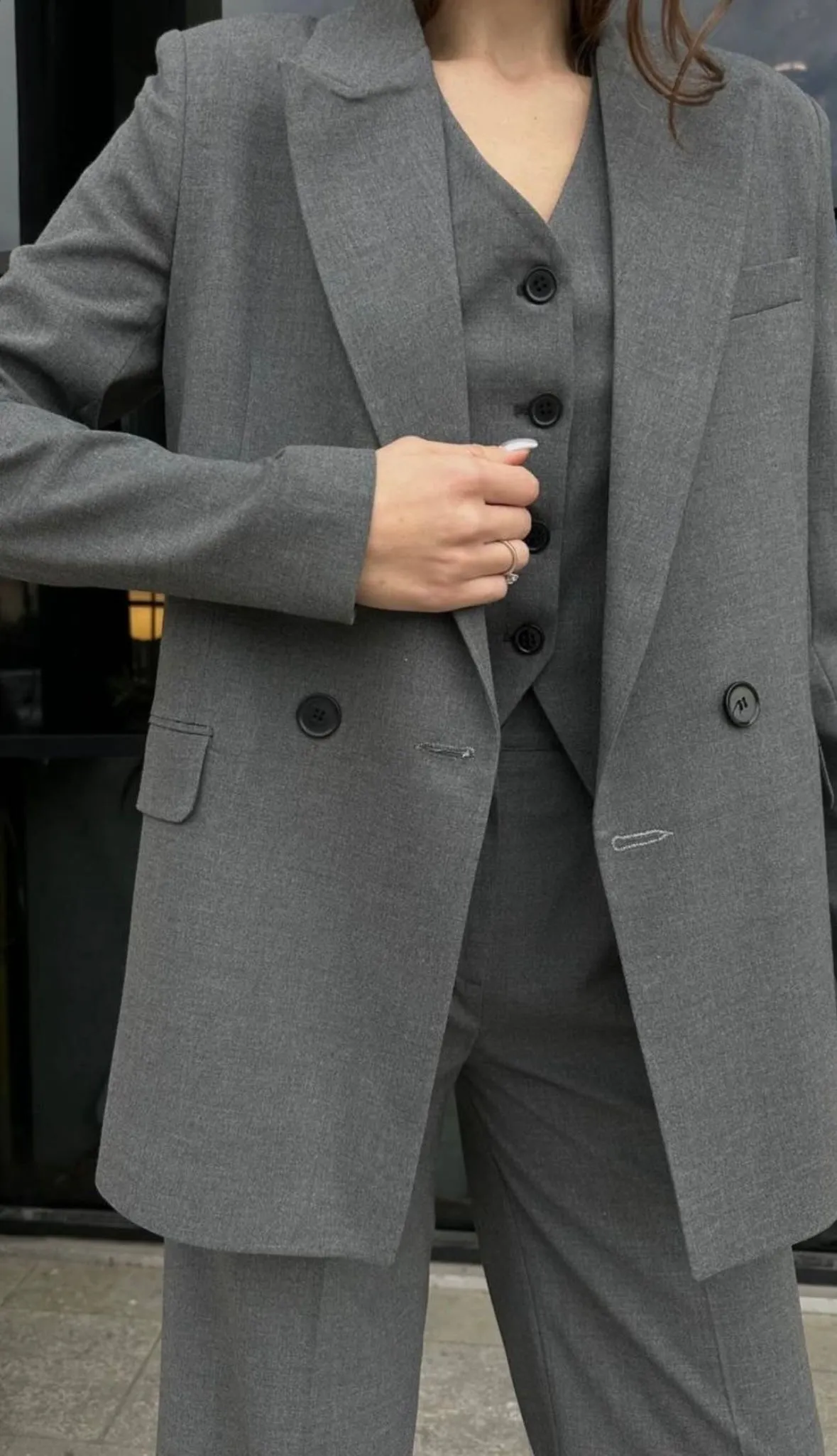 Double breasted suits grey