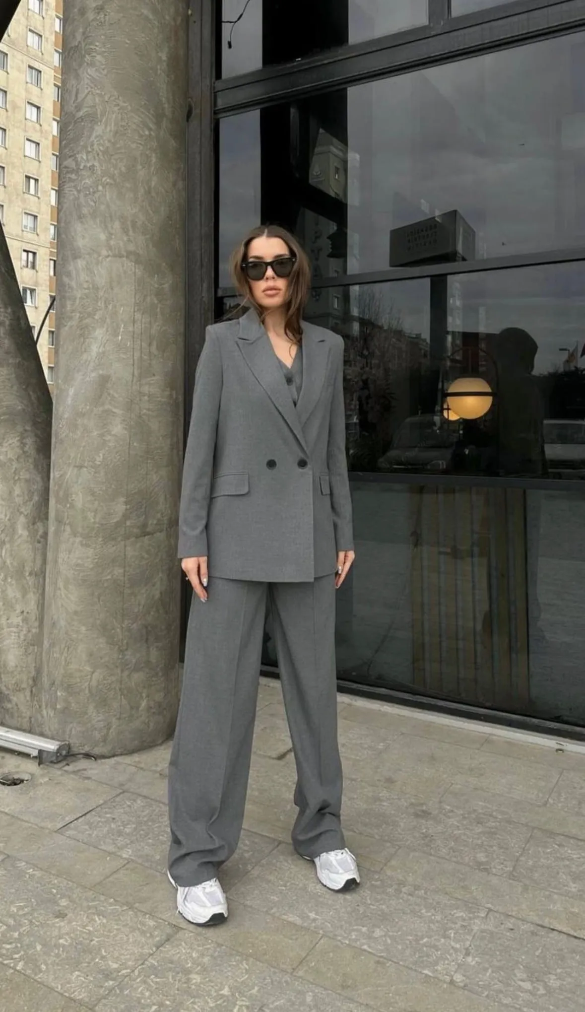 Double breasted suits grey