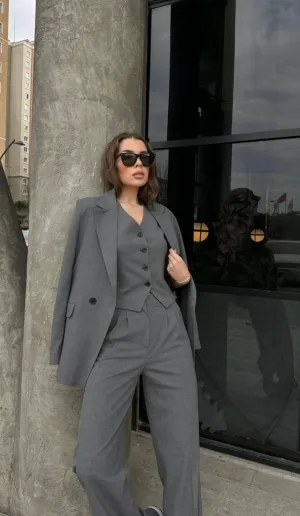 Double breasted suits grey