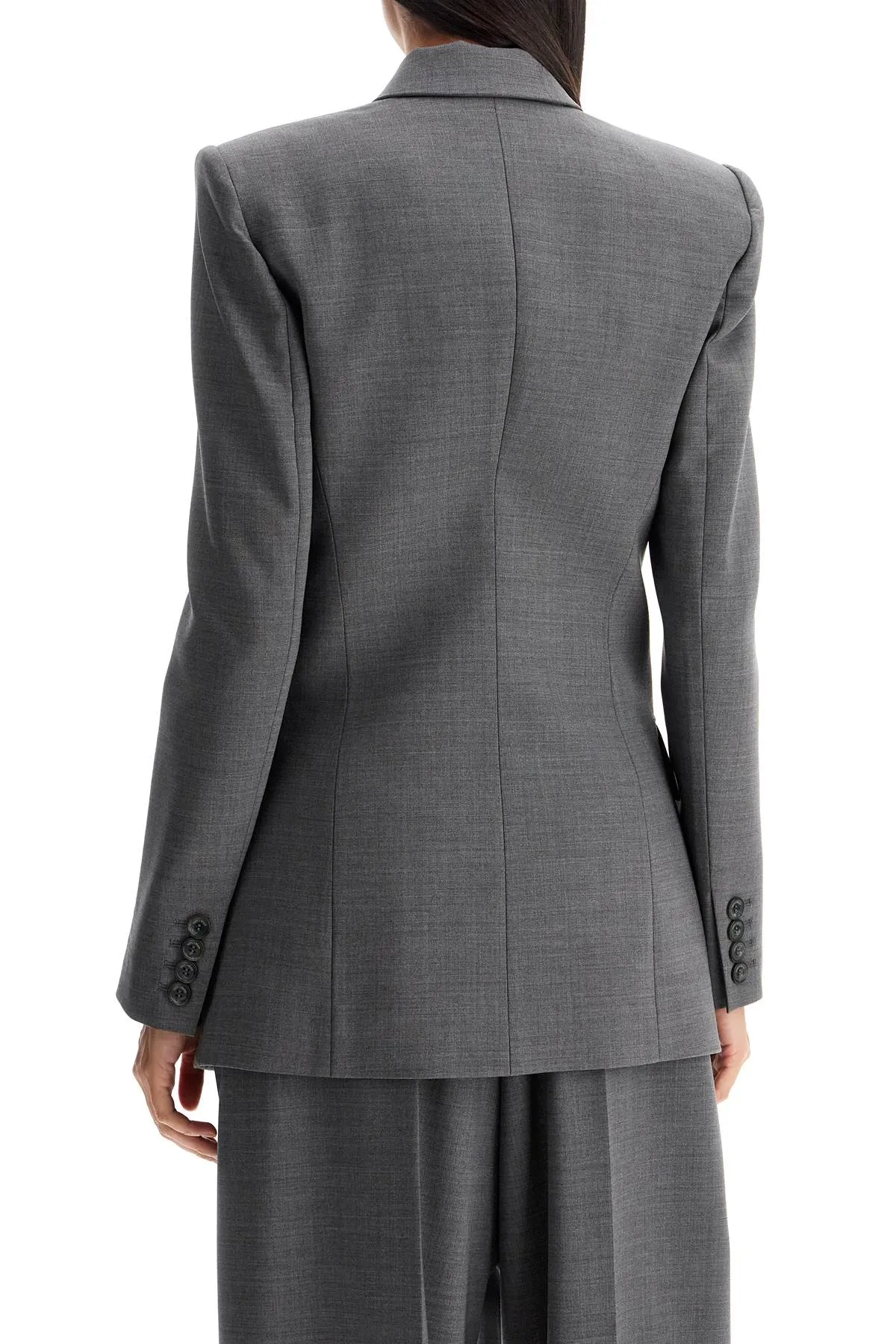 double-breasted wool stretch blazer 03PFJA098F 03229 GREY