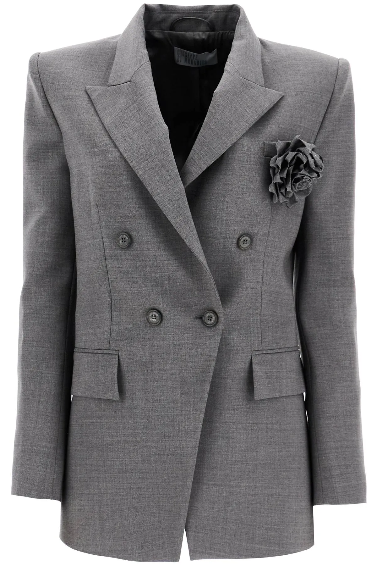double-breasted wool stretch blazer 03PFJA098F 03229 GREY