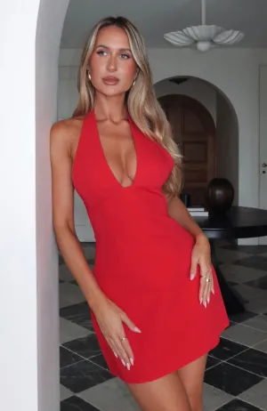 Feelings For You Mini Dress Red Adjustable Hem Cuff