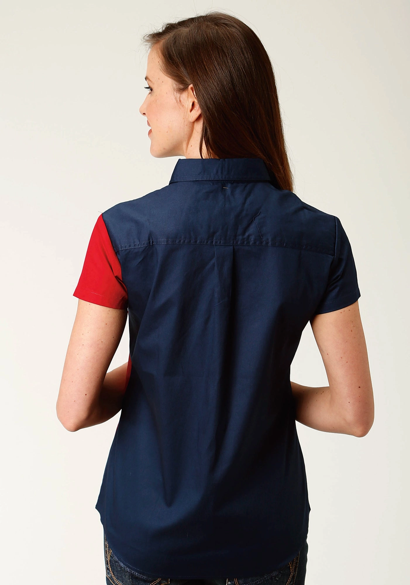 Sporty Look Wedding guest Roper Womens Red/Blue 100% Cotton Texas Flag BD S/S Shirt