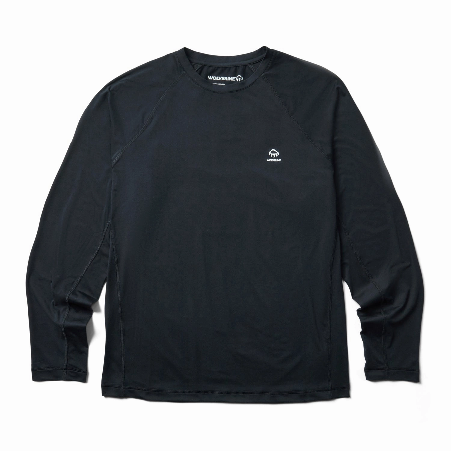 Wolverine Mens Black Polyester L/S Tactical Sun-Stop Eco Crew Premium Comfort