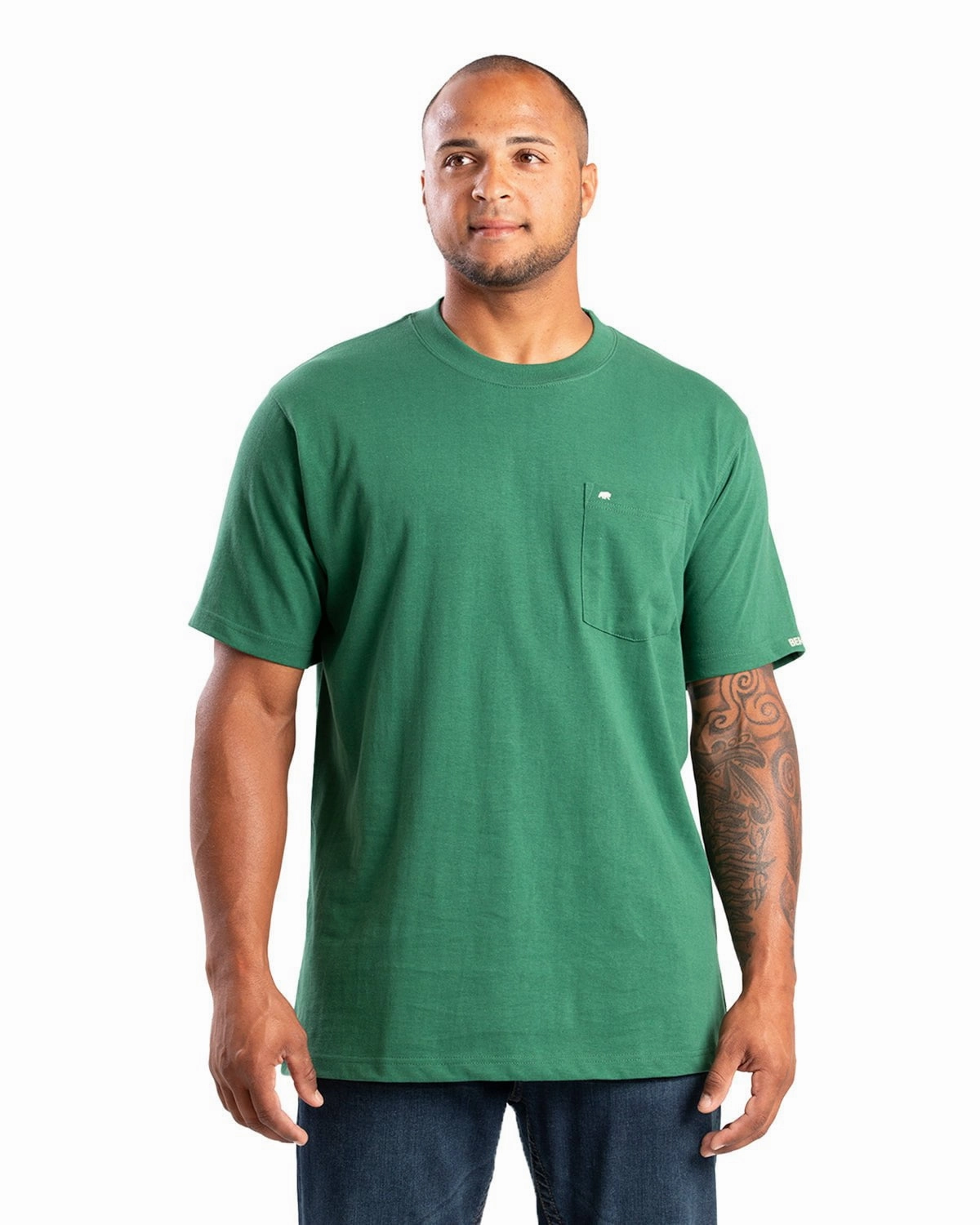 Comfortable Urban Fit Berne Mens Highland Heavyweight Pocket Pine 100% Cotton S/S T-Shirt