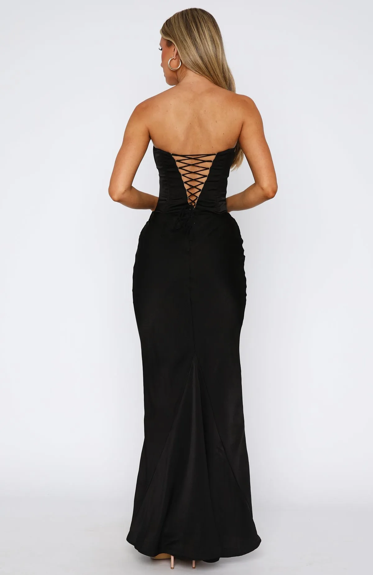 Love This Feeling Maxi Dress Black Double Stitched Hem Buttonless Closure