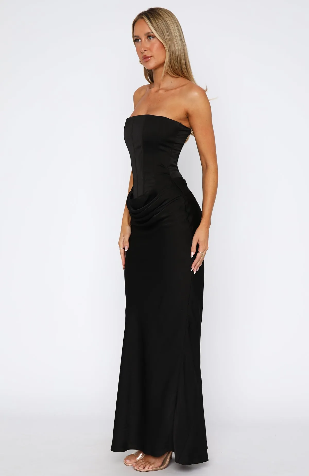 BlendMaterials Breathable Mesh Back Love This Feeling Maxi Dress Black