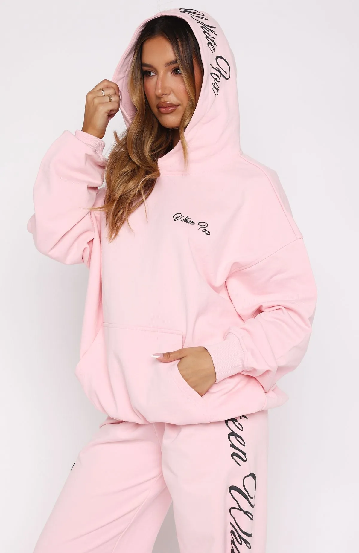 Soft Touch Brushed Surface Daily Casual Style Lucky Thirteen Shaya Oversized Hoodie Soft Pink