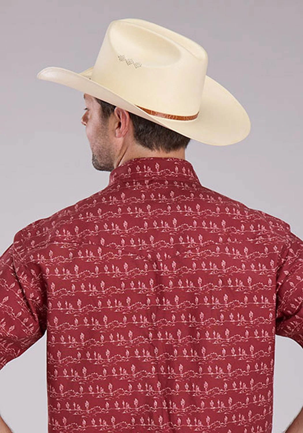 Modern Look Roper Mens 2464 Desert Stripe Red 100% Cotton S/S Shirt