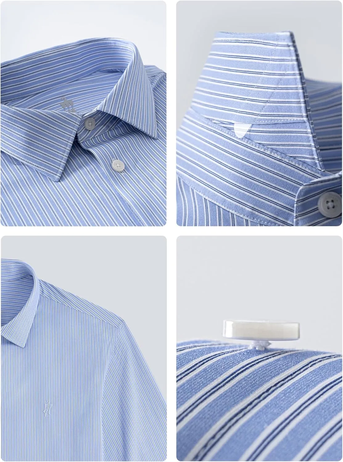 Dress Shirts for Men, 6-Way Stretch Wrinkle Free Non Iron Premium Striped Slim Fit Long Sleeve Button Down Shirt