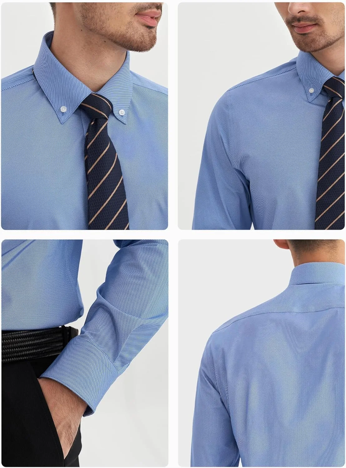 Dress Shirts for Men, 6-Way Stretch Wrinkle Free Non Iron Premium Striped Slim Fit Long Sleeve Button Down Shirt