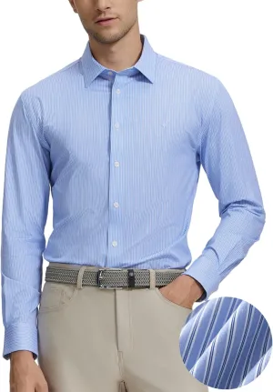 Dress Shirts for Men, 6-Way Stretch Wrinkle Free Non Iron Premium Striped Slim Fit Long Sleeve Button Down Shirt