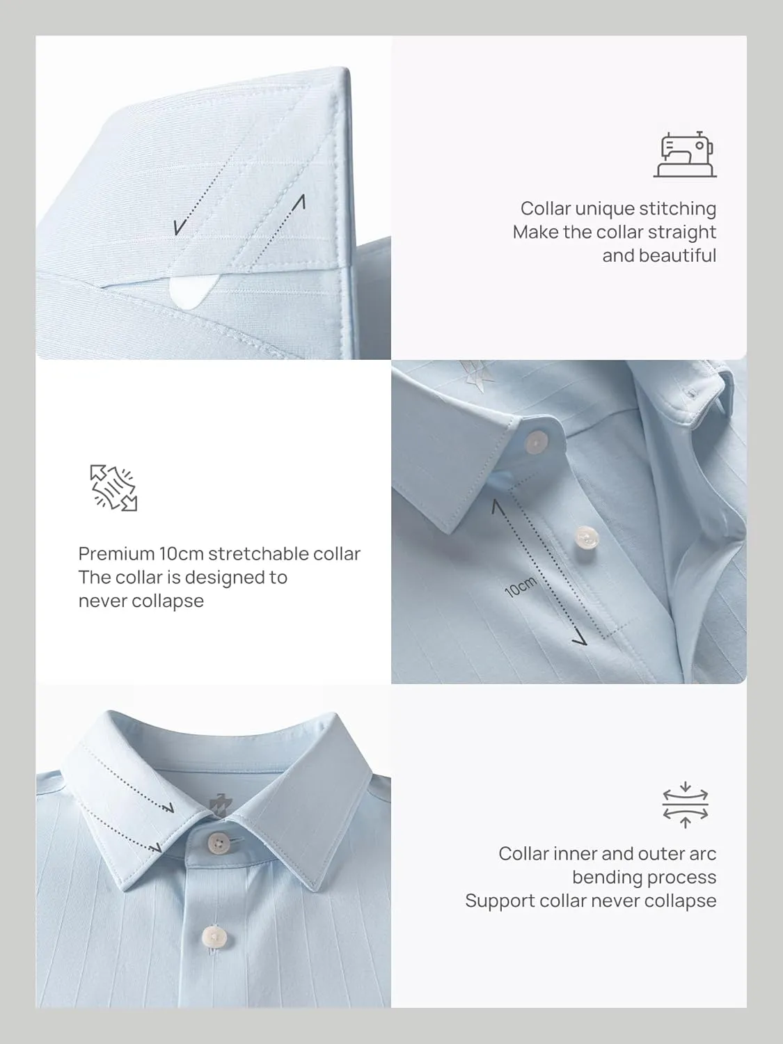 Dress Shirts for Men, 6-Way Stretch Wrinkle Free Non Iron Premium Striped Slim Fit Long Sleeve Button Down Shirt