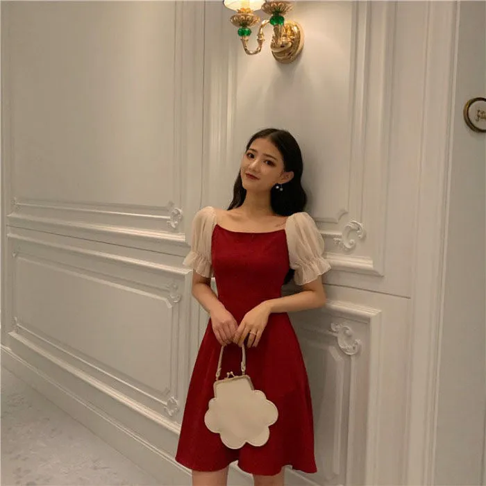 Dress Women Korean Gentle Elegant Slim Look A-Line Summer Fairy Chiffon Dress