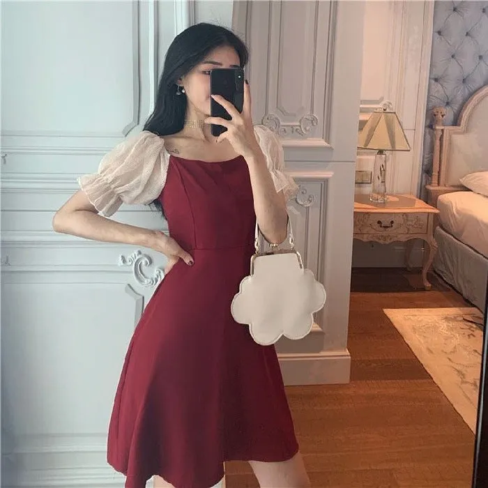 Dress Women Korean Gentle Elegant Slim Look A-Line Summer Fairy Chiffon Dress