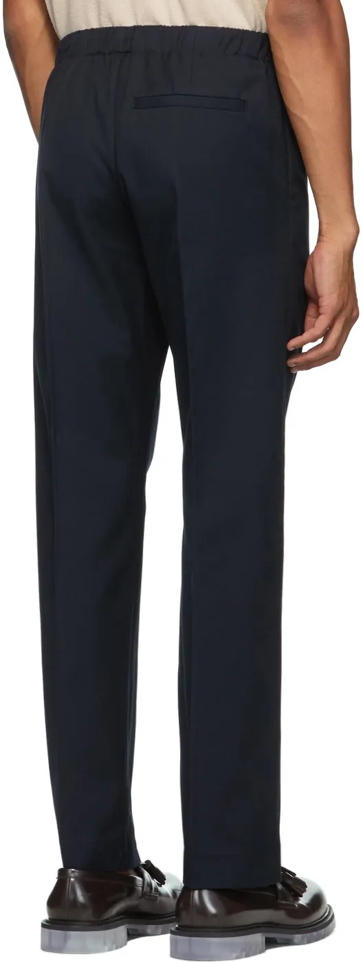 Dries Van Noten Navy Formal Drawstring Trousers