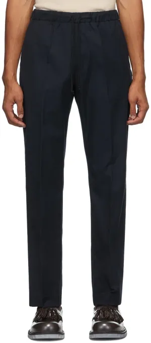Dries Van Noten Navy Formal Drawstring Trousers