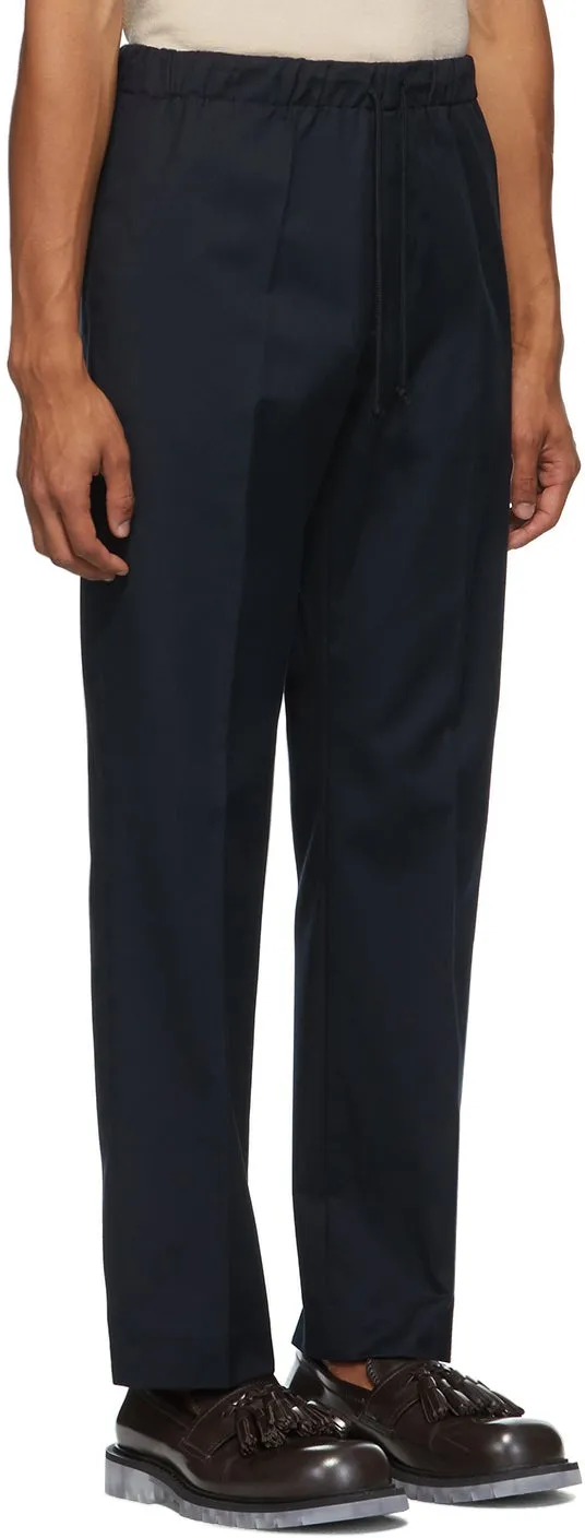 Dries Van Noten Navy Formal Drawstring Trousers