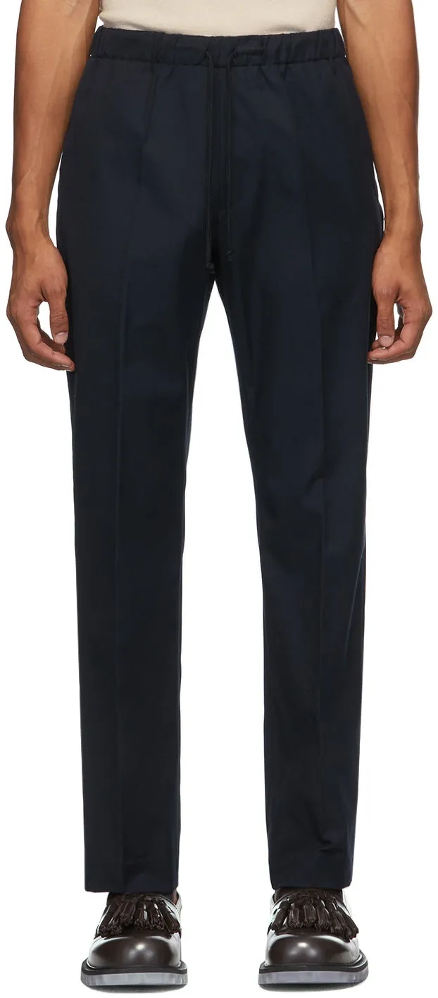 Dries Van Noten Navy Formal Drawstring Trousers