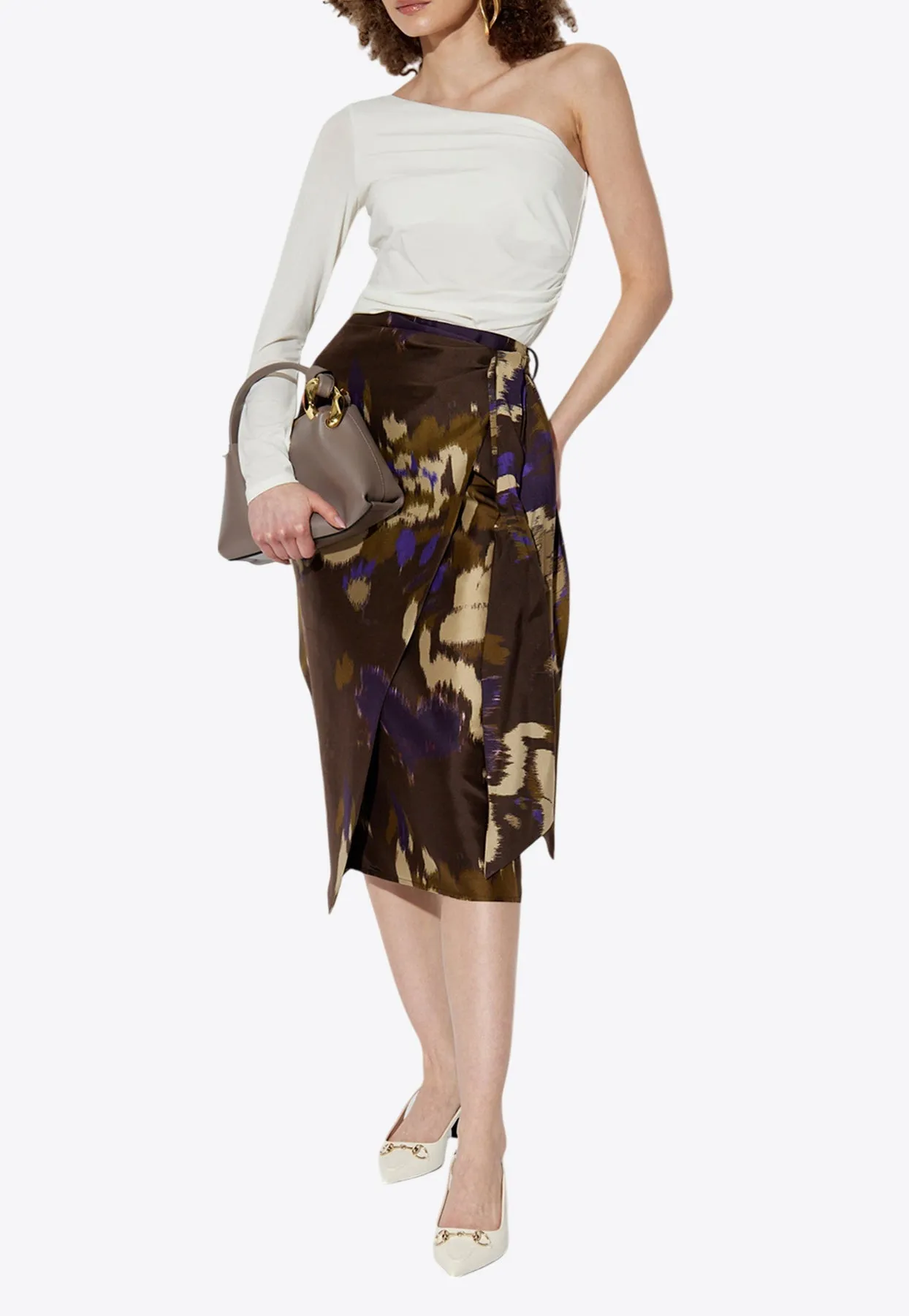 Dritto Printed Wrap Skirt