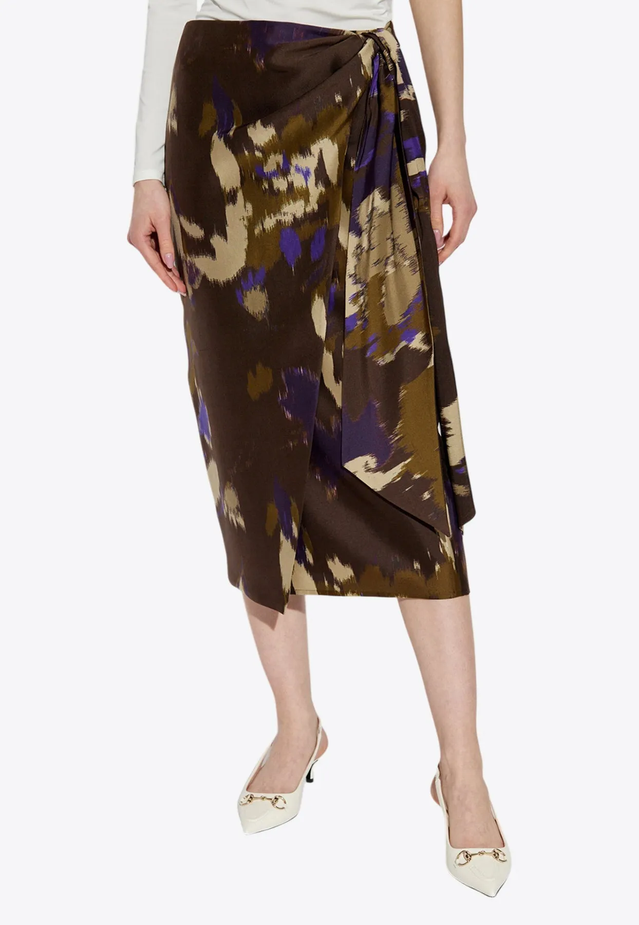 Dritto Printed Wrap Skirt