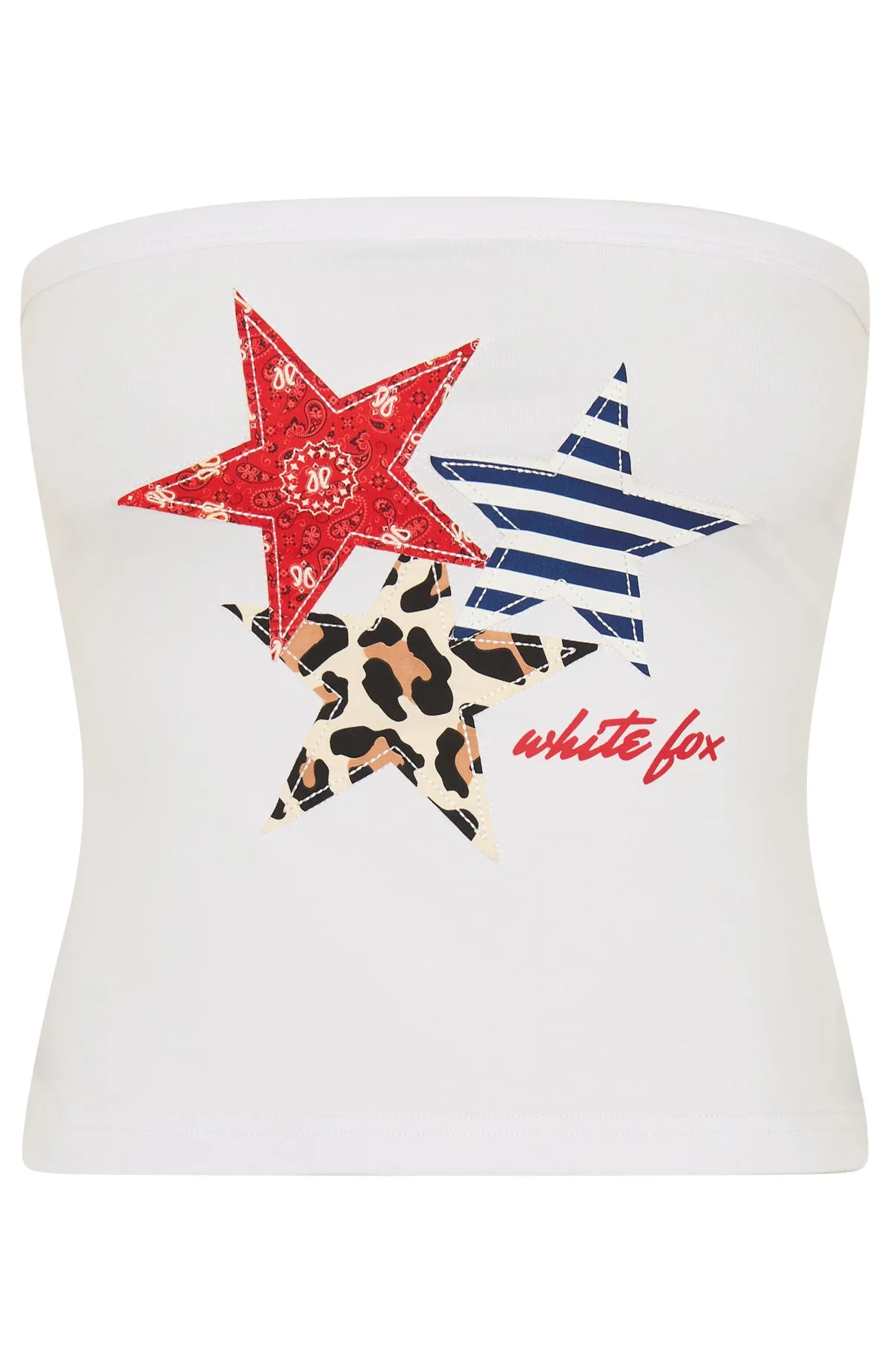 Casual Blouse Stars In The Sky Strapless Top White