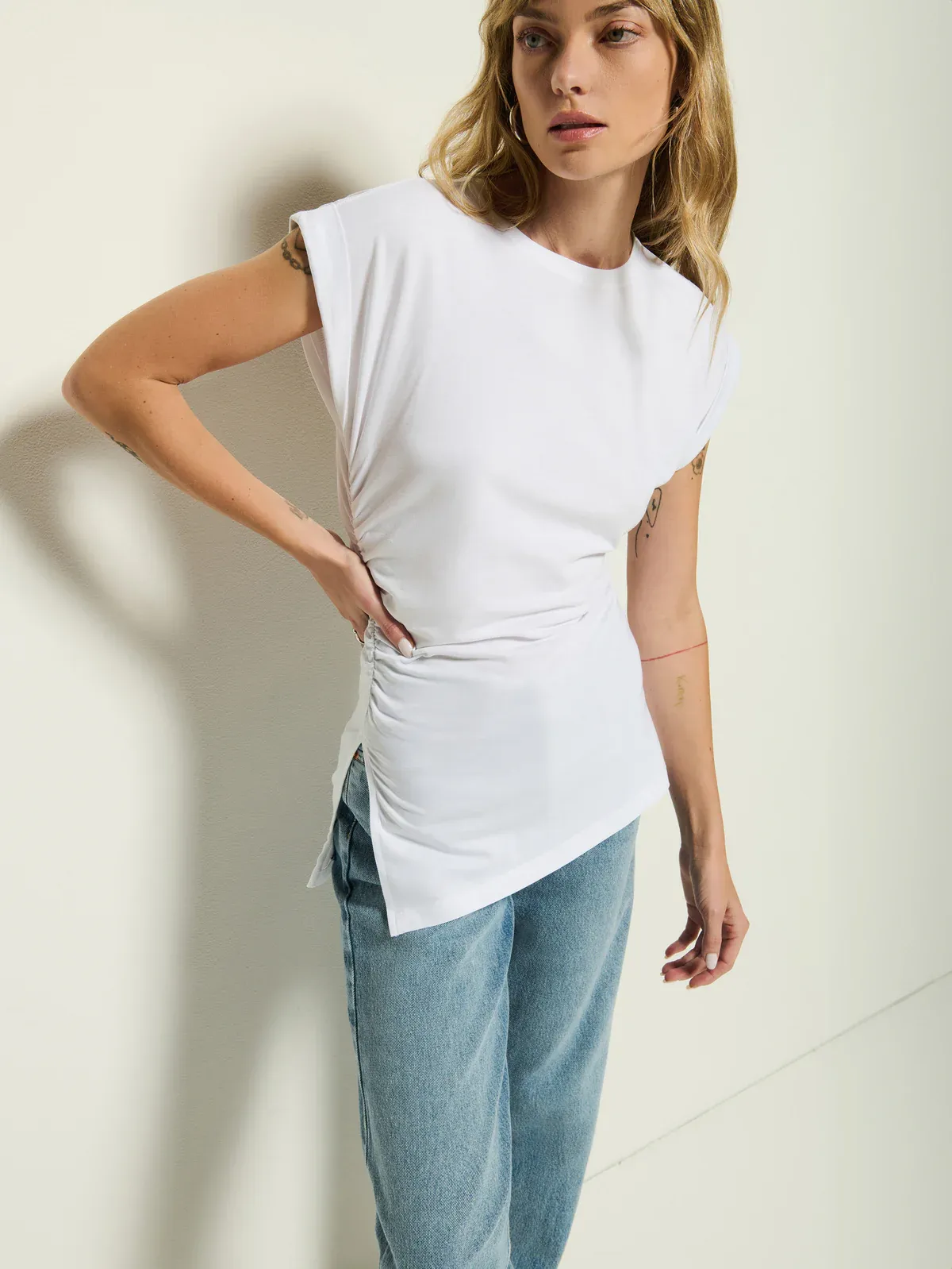 Sadee Crewneck Tee Stretchy Top Reflective accents