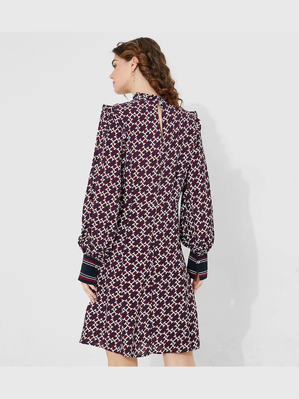 Ds Vis Monogram Knee Dress Ls