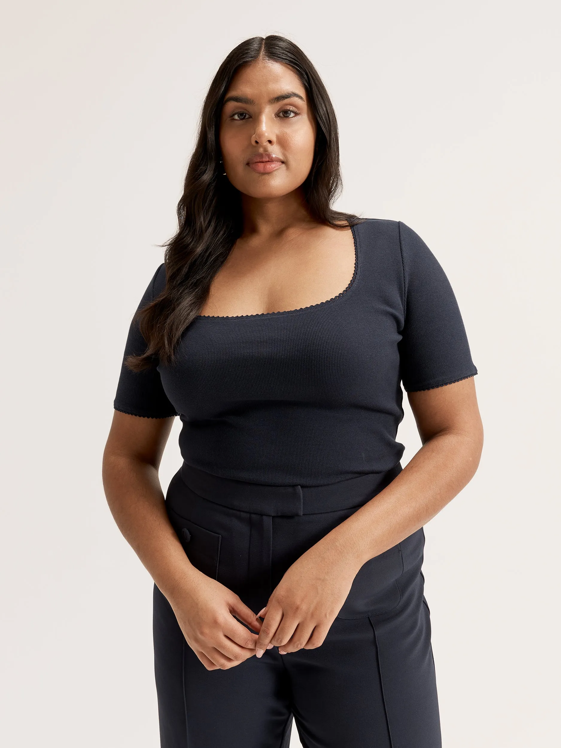 Rae Rib Top Ribbed Hem