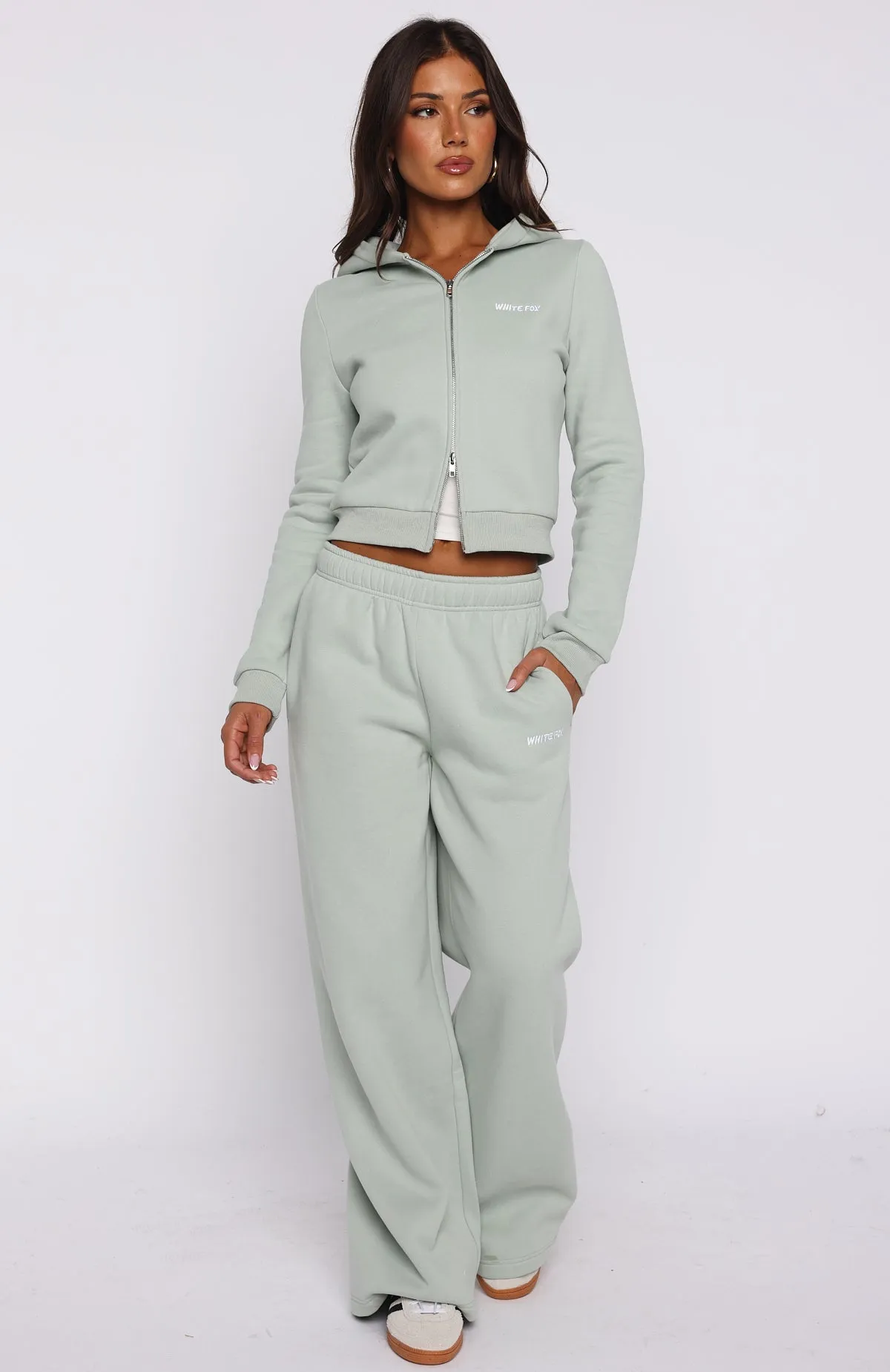 AntiSnag Surface Tubular Knit Method Comfy And Cute Slim Zip Front Hoodie Seafoam