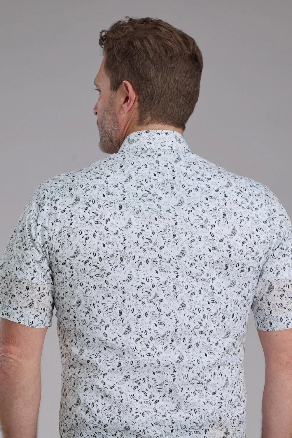 Soft Comfort Roper Mens 2428 Paisley Black/White Cotton Blend S/S Shirt