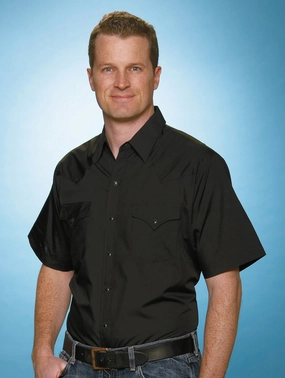 Ely & Walker Mens Solid Black Western Shirt S/S Poly/Cotton Tall Stylish Comfort