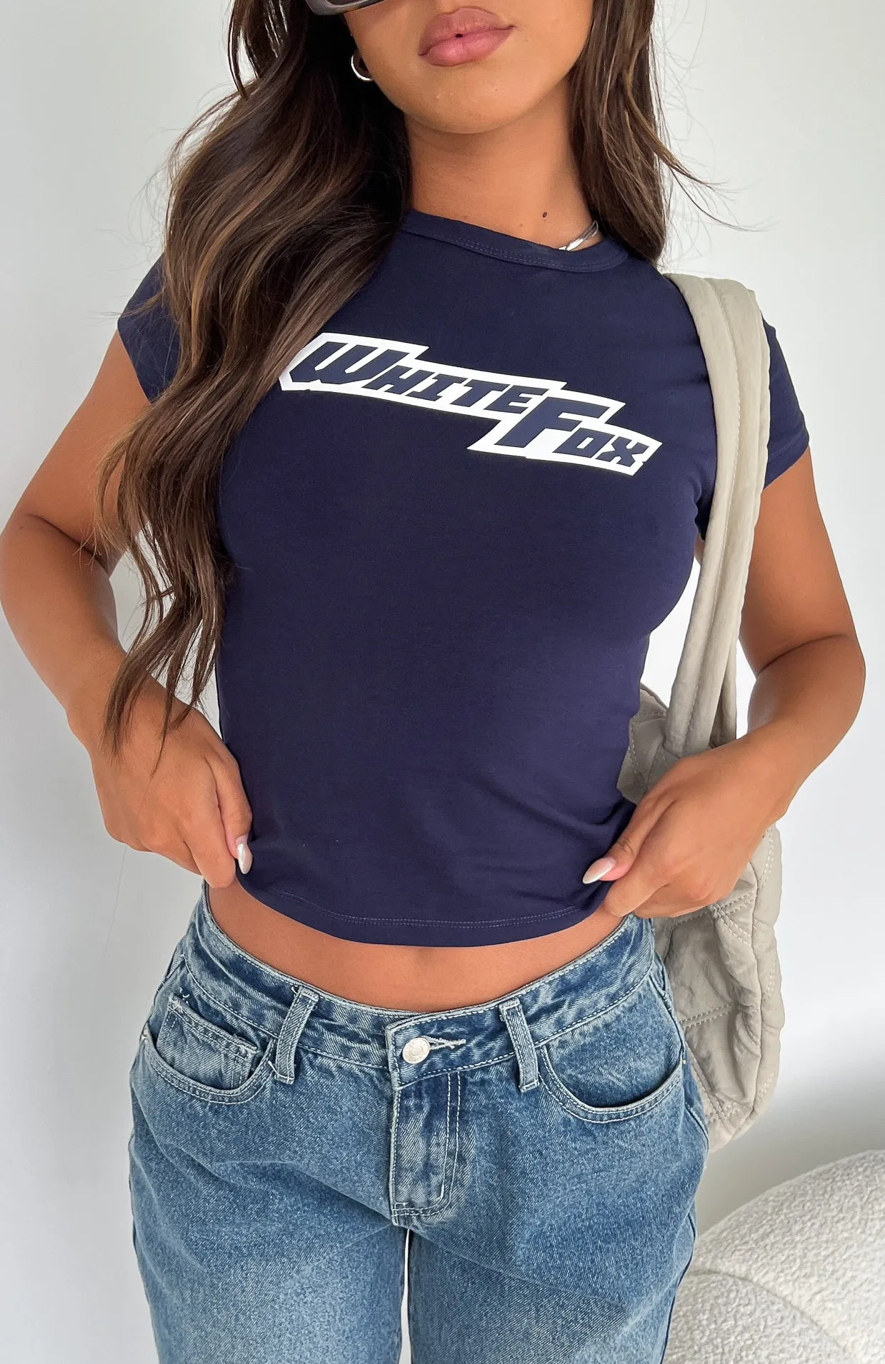 Make It About You Baby Tee Dark Navy Softened Edges