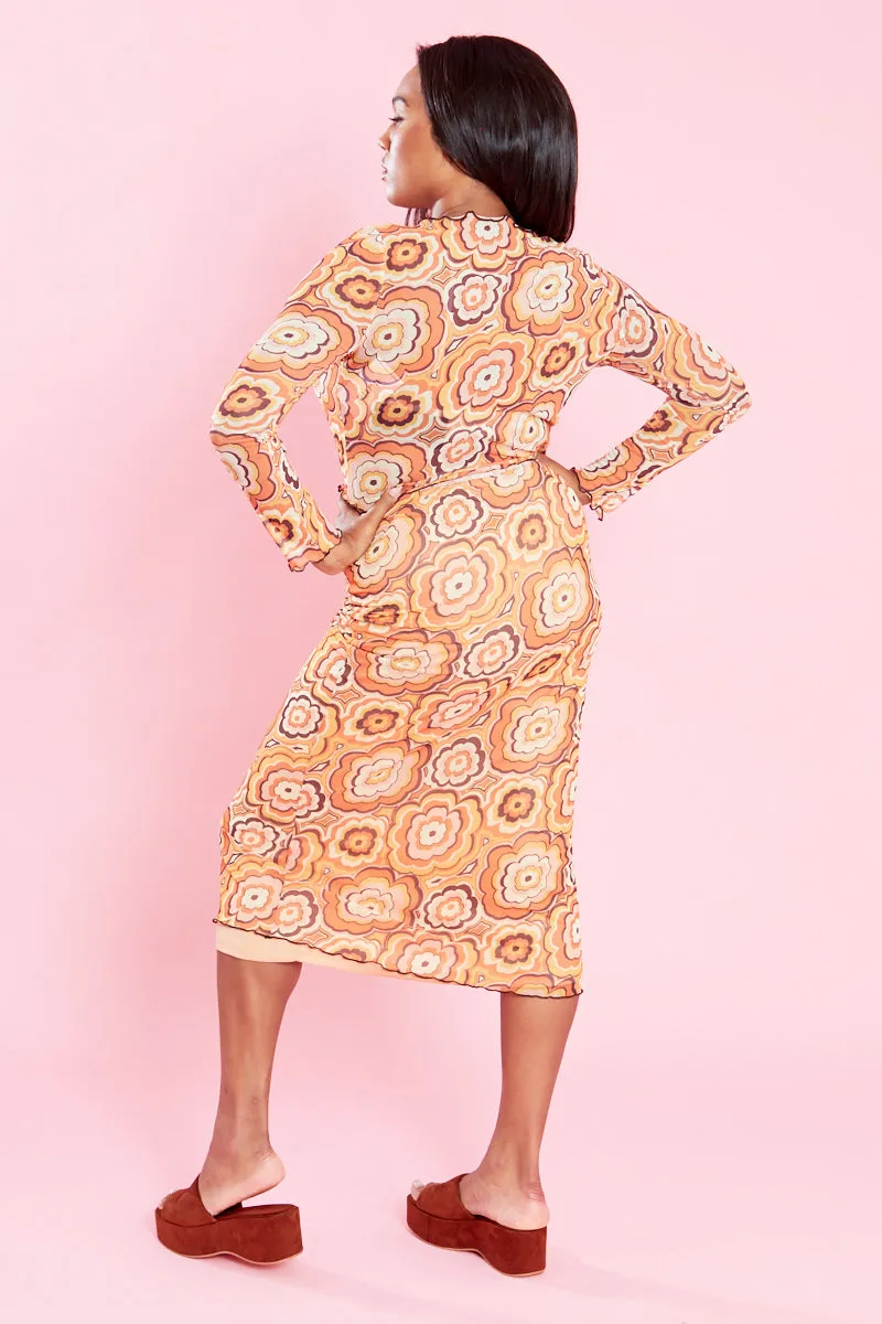 AdjustableCuffs Sandy Mesh Midi Skirt - Curve