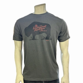 Cozy Waist Rockmount Mens American Bison Charcoal 100% Cotton S/S T-Shirt