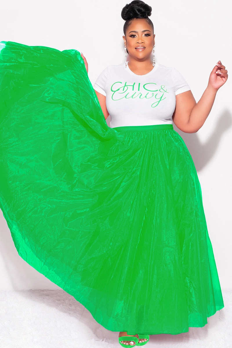 All Day Use Breath Fit Final Sale Plus Size Maxi Tulle Tutu Skirt in Green (SKIRT ONLY)