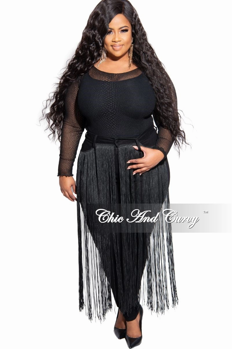 UVProtectiveLayer Final Sale Plus Size Long Sleeve Mesh Bodysuit in Black