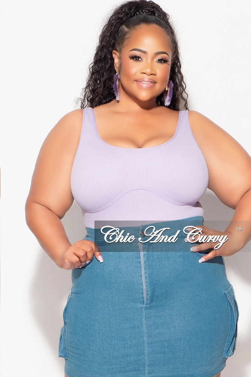 Final Sale Plus Size Sleeveless Ribbed Top in Lilac Sport Layer
